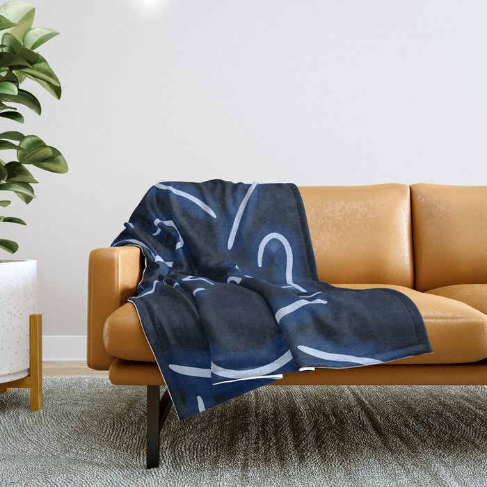 Neon Hearts Blue Throw Blanket