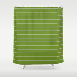 [ Thumbnail: Dark Gray and Green Colored Lines Pattern Shower Curtain ]