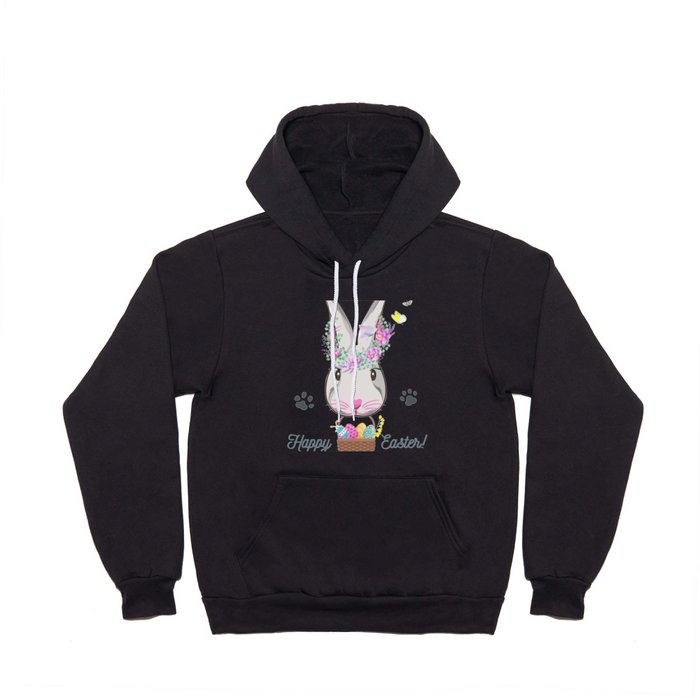 Cute BUNNY Easter Design with Bright eggs and butterflies Great Gift Hoody