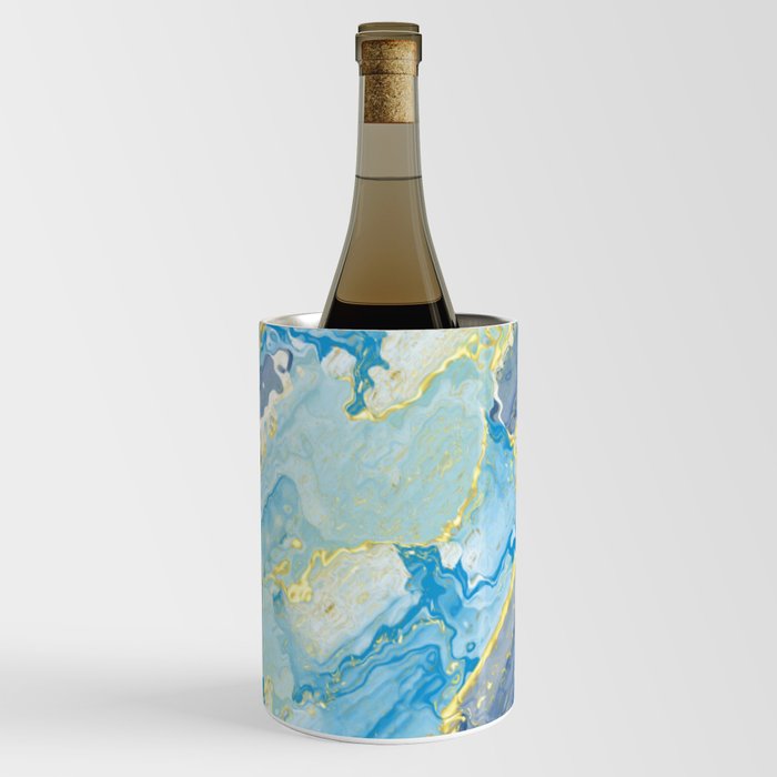 Blue and Gold Liquid  Wine Chiller