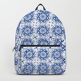 Vintage Navy Blue On White Quilt Mid-Century Modern Pattern Backpack