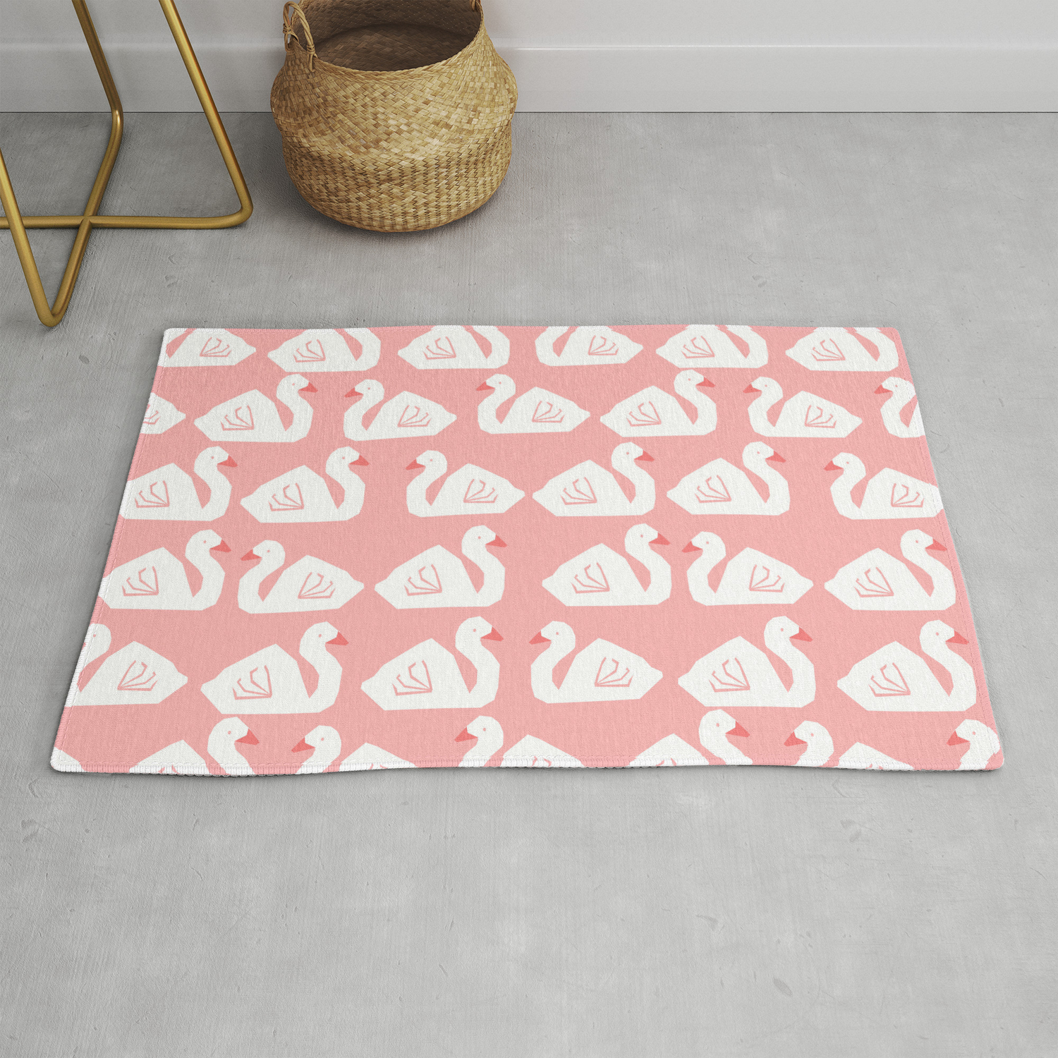 Swan Minimal Pattern Print Pink And White Bird Ilration Swans White Bird Ilration Swans