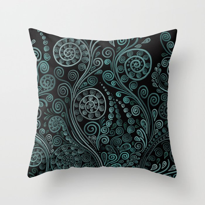 Teal ornaments Throw Pillow