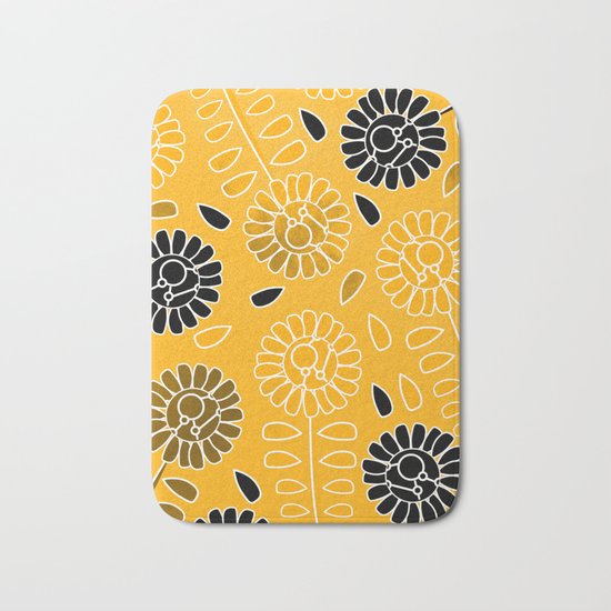 Floral contrast - golden Bath Mat