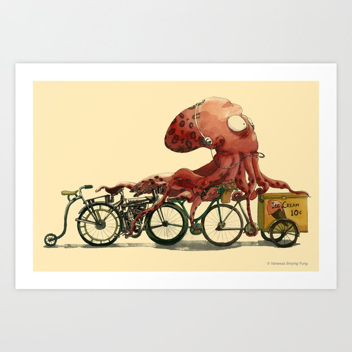 Octopus in Hurry Art Print