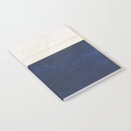 Orange, Blue And White With Golden Lines Abstract Painting Notebook