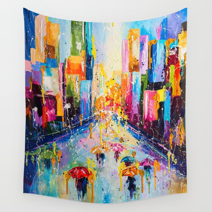 RAINING IN THE CITY Wall Tapestry