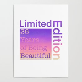 36 Year Old Gift Gradient Limited Edition 36th Retro Birthday Poster
