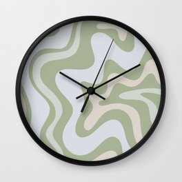 Liquid Swirl Contemporary Abstract Pattern in Light Sage Green Wall Clock