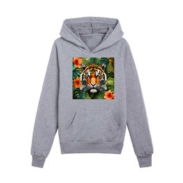 Tiger in The Tropical Jungle Kids Pullover Hoodies