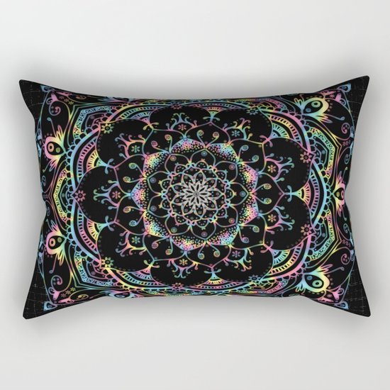 Transcendental Dream Coloured Mandala Design Rectangular Pillow