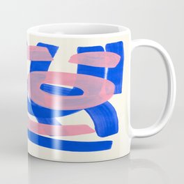 Tribal Pink Blue Fun Colorful Mid Century Modern Abstract Painting Shapes Pattern Coffee Mug