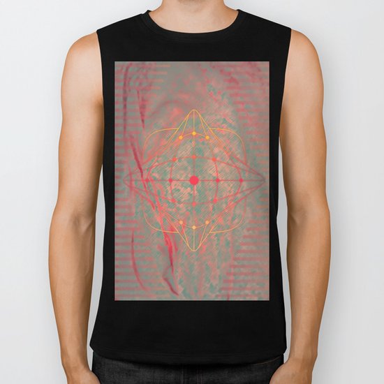Hot pink grey purple fuchsia abstract fantasy Biker Tank