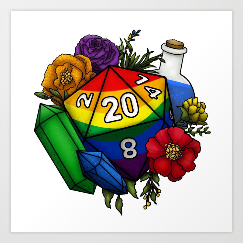 Rainbow D20 Sticker