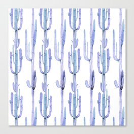 Blue Cactus Stack Pattern Canvas Print