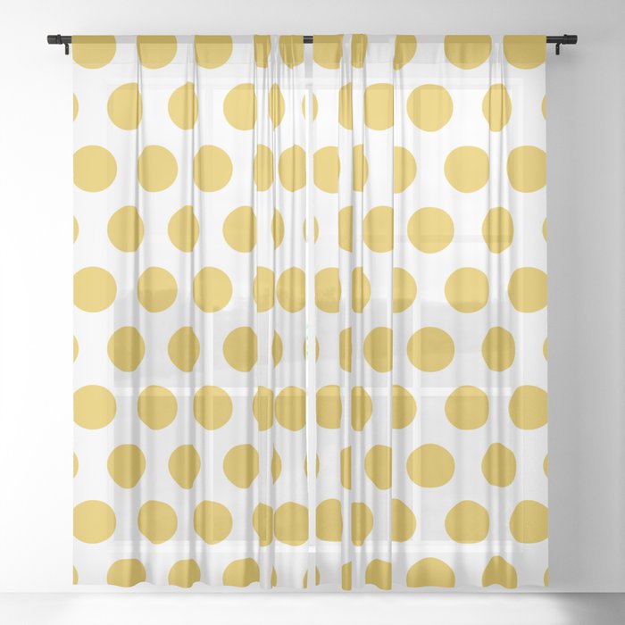 White Polka Dots 771 Sheer Curtain, Gold Polka Dot Sheer Curtains