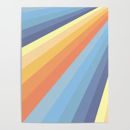 Classic Colorful Abstract Minimal Retro Style Stripe Rays Poster