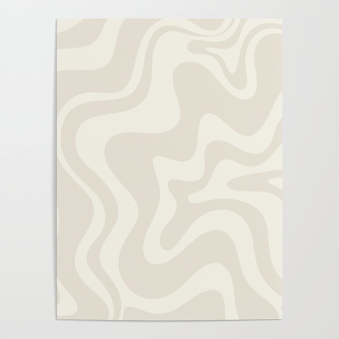 Liquid Swirl Contemporary Abstract Pattern in Barely-There Pale Beige and Light Cream  Poster