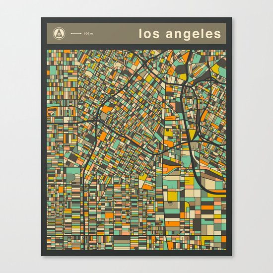 LOS ANGELES Map Canvas Print