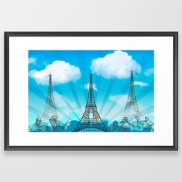 Tri Eiffel Tower with Tennis Figures Framed Art Print