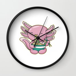 Funny Kawaii Axolotl Eating Ramen Wall Clock