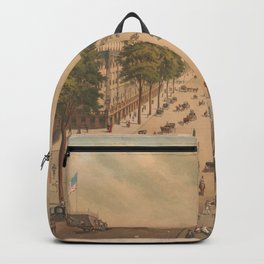 Saratoga Springs, N.Y, Vintage Print Backpack | Poster, Town, Landscape, City, Urban, Classic, Print, Painting, Art, View 