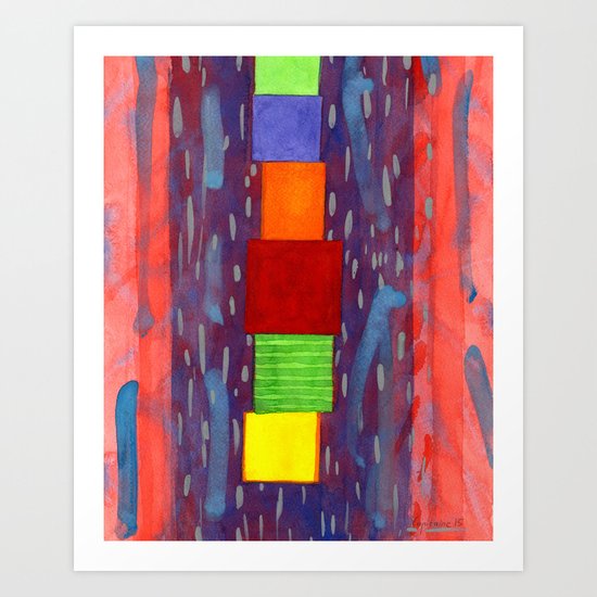 Colorful piled Cubes within free Painting Art Print