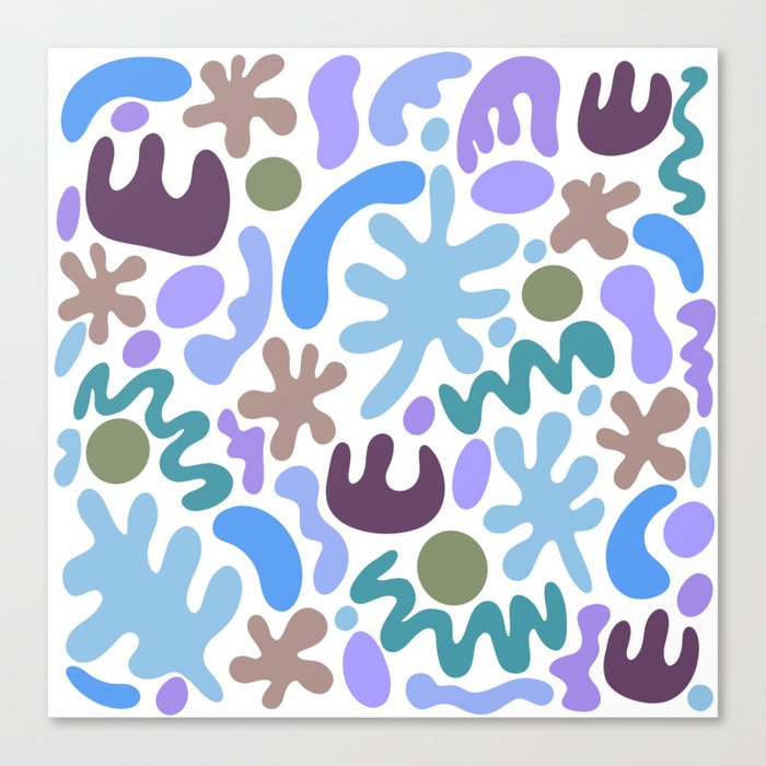 Squiggly Summer Leaves - blue purple Canvas Print