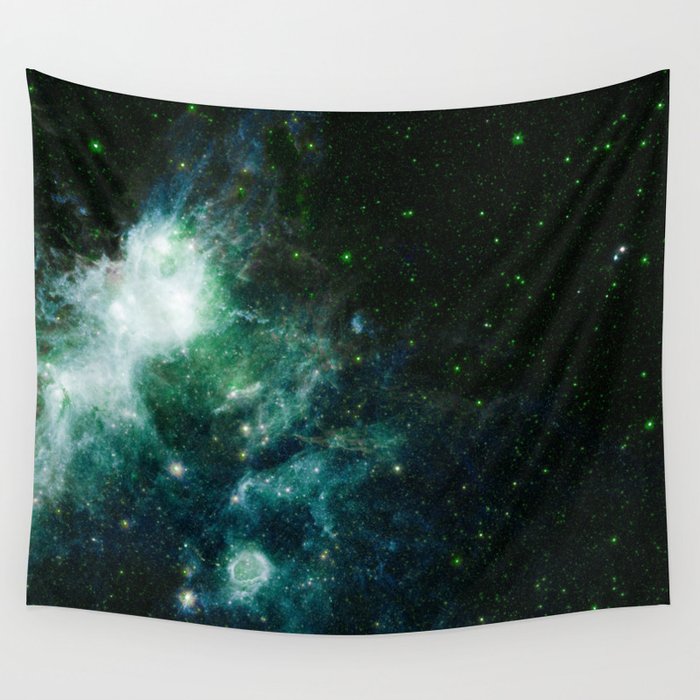 Life and Death Intermingled Blue Green Wall Tapestry