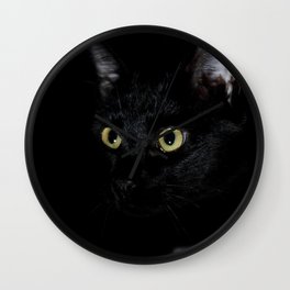 Black Cat Looking Away Photo Wall Clock