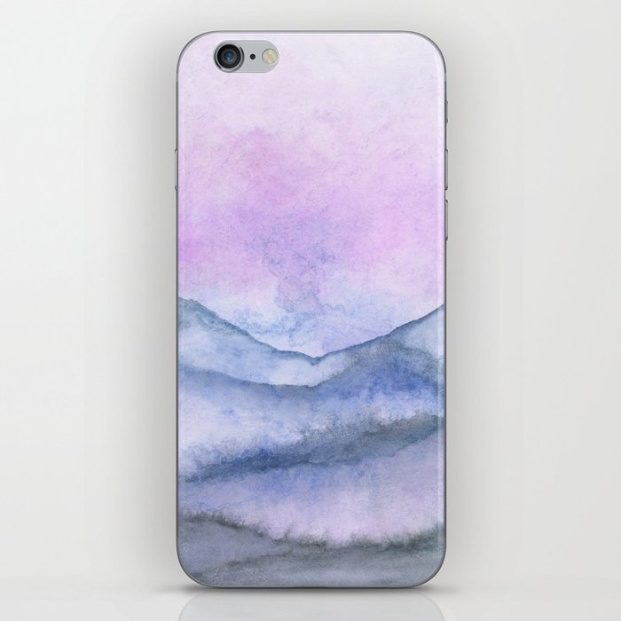 Purple Mountain Scape With Watercolor iPhone Skin