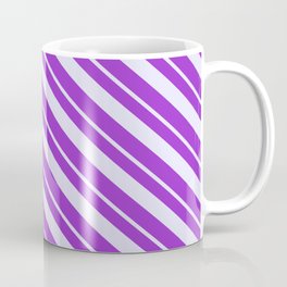 [ Thumbnail: Lavender and Dark Orchid Colored Striped/Lined Pattern Coffee Mug ]