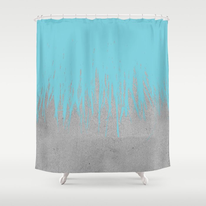 Concrete Fringe Aqua Shower Curtain By Projectm Society6