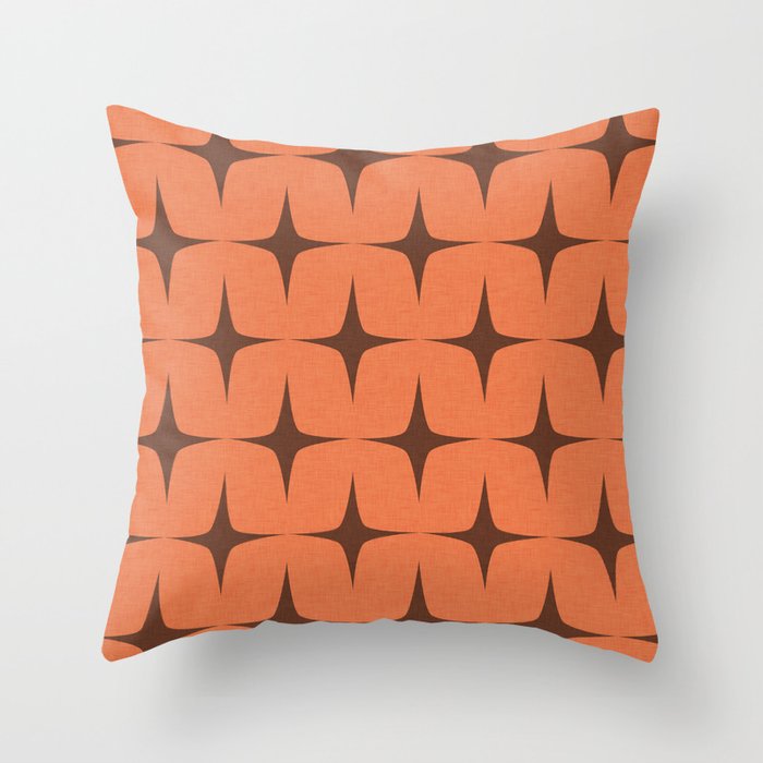 Apricity Starburst Coral Chocolate  - Mid Century Modern Throw Pillow