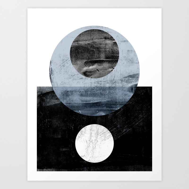 Circles Black And White Geometric Mid Century Modern Abstract Art
