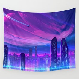 A Neon City Wall Tapestry