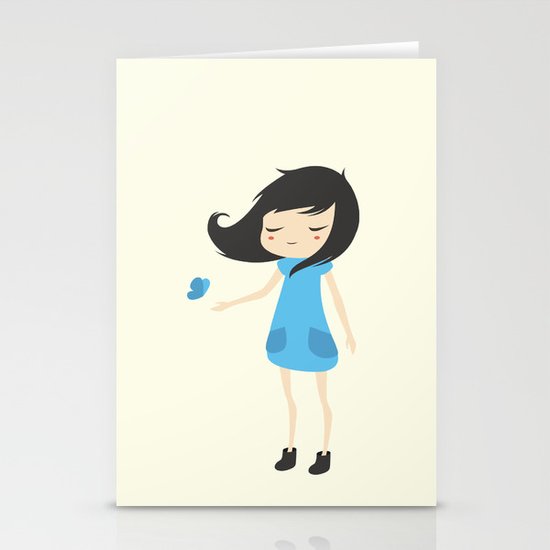 Girl and a Butterfly 2 Stationery Cards