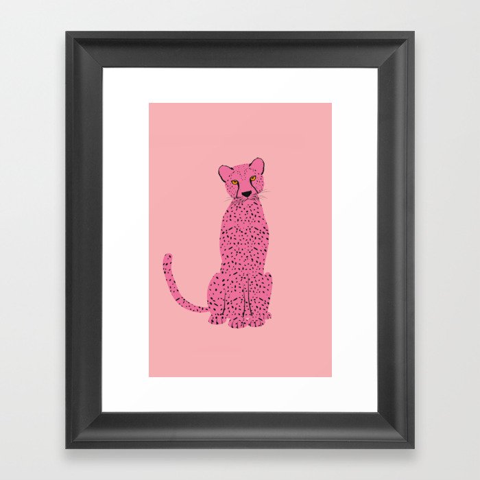 Preppy Aesthetic - Cute Pink Cheetah Framed Art Print