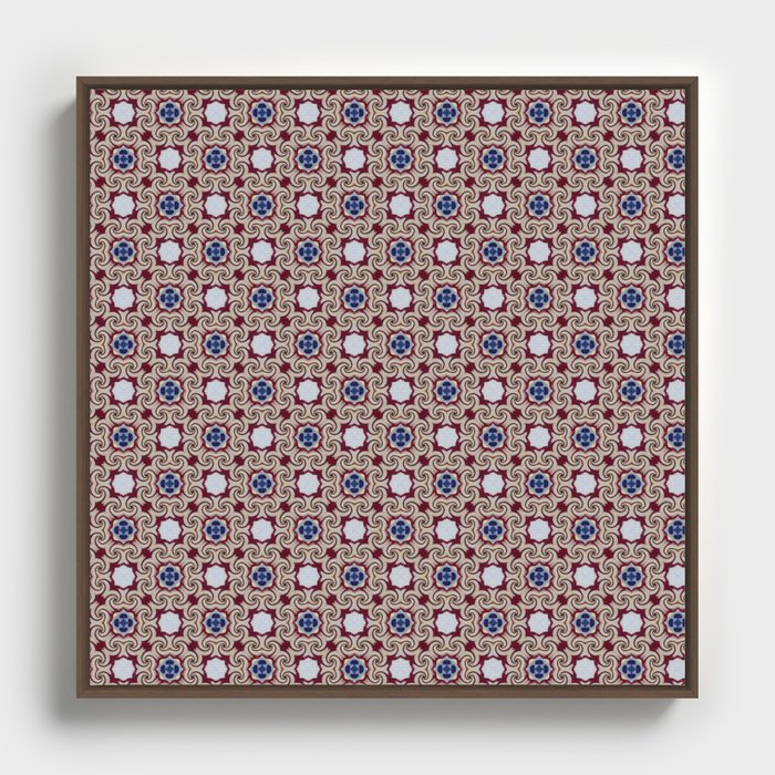 Red And Blue Glass Seamless Pattern Framed Canvas