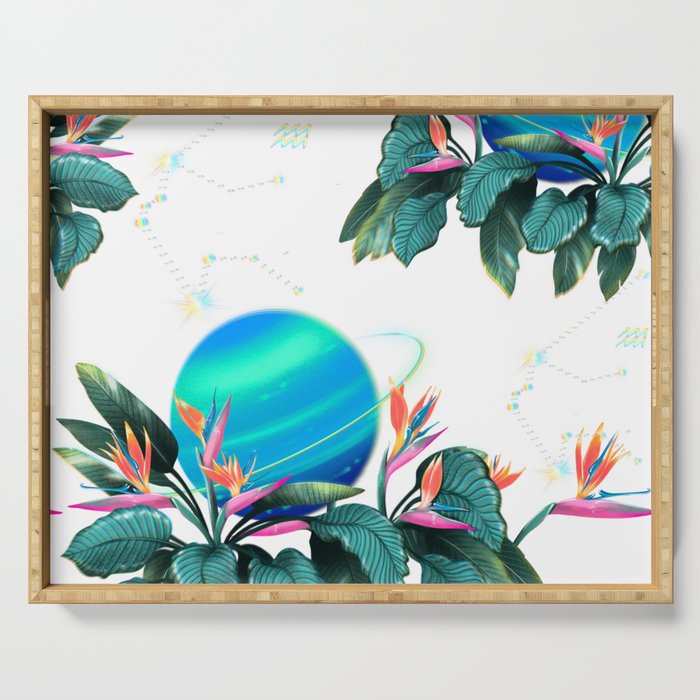 Planets and Flowers Print Serving Tray