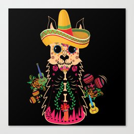 Muertos Day Of Dead Sugar Skull Alpaca Llama Canvas Print