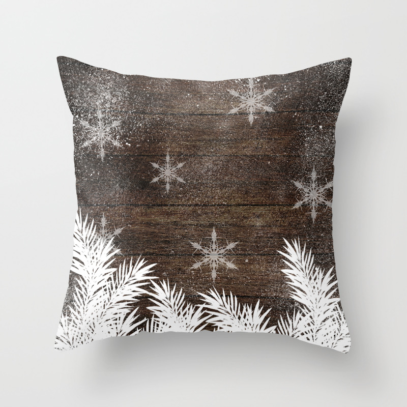 Winter White Snow Pine Trees Brown Rustic Wood Christmas Throw