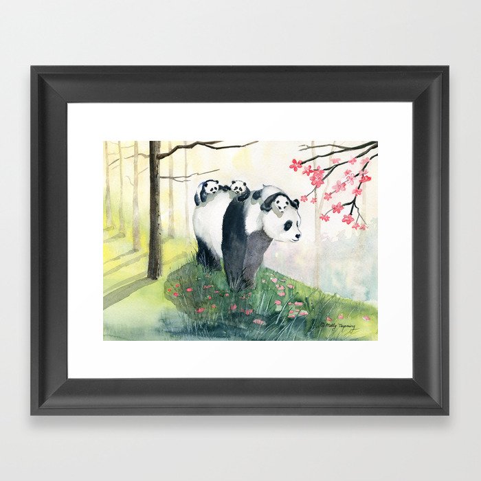 Panda family Framed Art Print