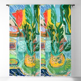 Still Nature With Flowers and Window in The South of France Blackout Curtain