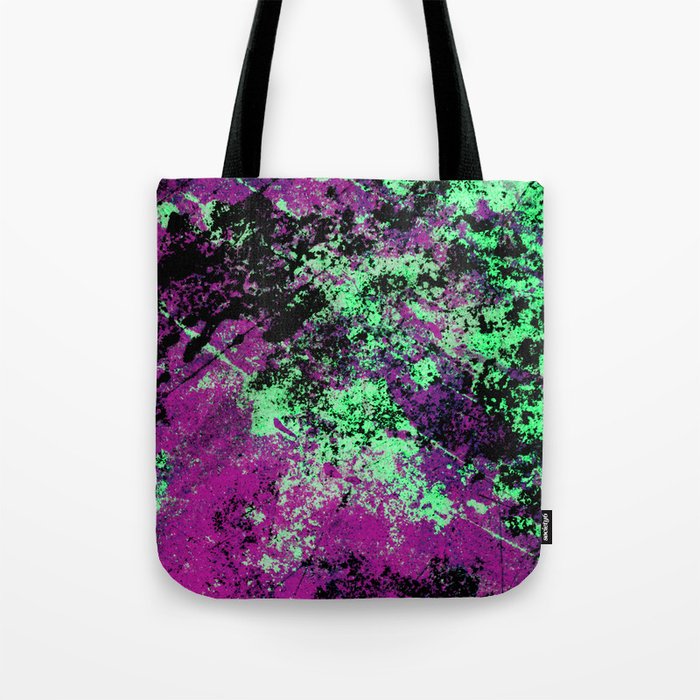 Colour Interaction II - Abstract purple, green and black textured, mixed media art Tote Bag