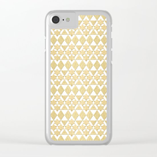 White and Gold Geometric Pattern 4 Clear iPhone Case