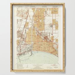 Long Beach, CA from 1949 Vintage Map - High Quality Serving Tray