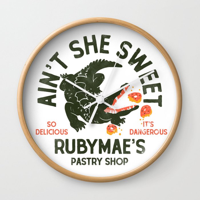 "Aint She Sweet" Cute Alligator Pastry Shop Design Wall Clock