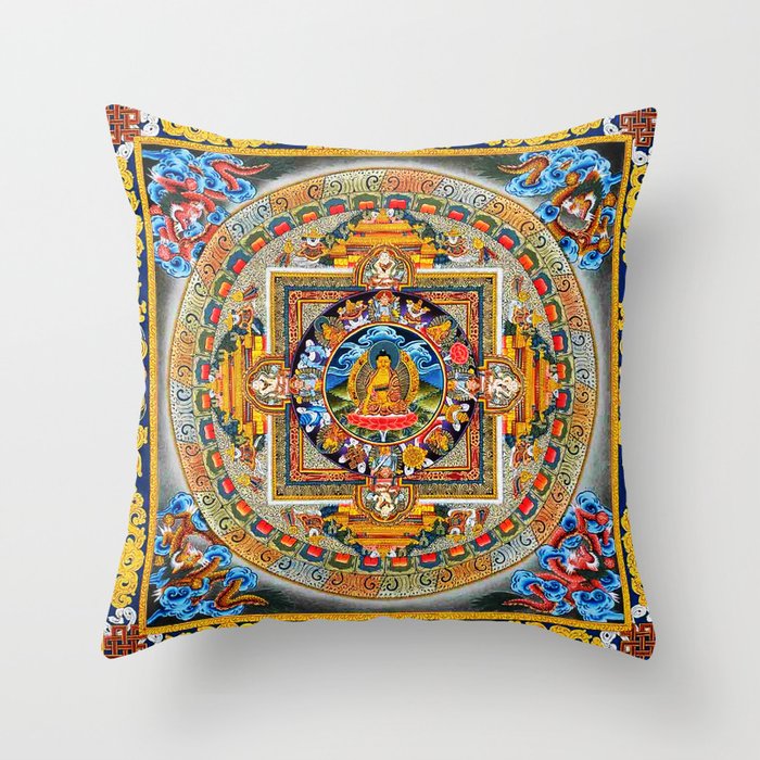 Buddhist Mandala Gold Tangka Wisdom Throw Pillow