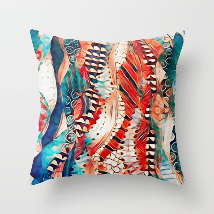 Red and Blue Flow Art Throw Pillow